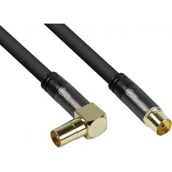 GoodConnections SAT antenski kabel SmartFLEX, IEC koaksijalni kutni utikač na utičnicu, pozlaćeni, četverostruko oklopljen, 120 dB oklopa, crni, 30 m (GC-M2080)