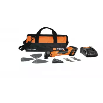 Fein AMM 500 Plus akumulatorski oscilirajući višenamjenski set alata s 2x 18V 4Ah baterije, ALG 80 brzi punjač, StarlockPlus, QuickIN, protiv vibracija, u kovčegu 71293870000