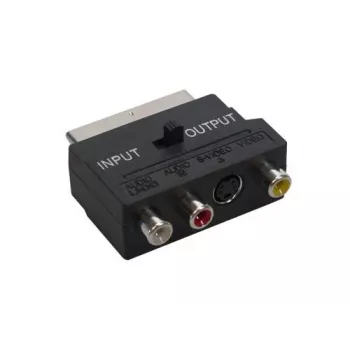 GoodConnections Alcasa 5525-3CU SCART na 3x RCA + S-Video adapter s preklopnikom smjera, crni