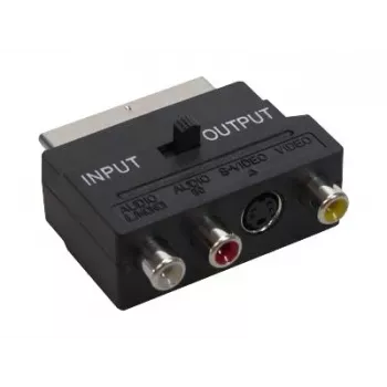 GoodConnections Alcasa 5525-3CU SCART na 3x RCA + S-Video adapter s preklopnikom smjera, crni