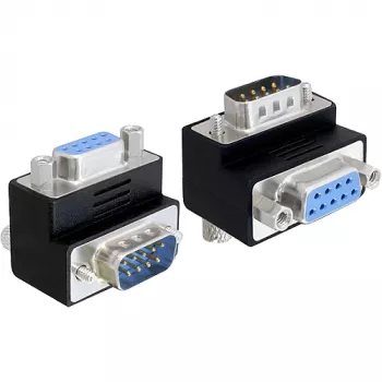 Delock adapter D-Sub 9-pin, utikač na utičnicu, 270° zakrenut, crni 65265
