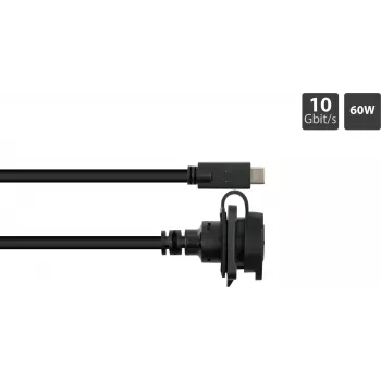 GoodConnections IC01-16U3102-010 S1 industrijski USB-C kabel, USB 3.2 Gen 2, utikač na ugradbenu utičnicu, M16, IP65/67, 1 m