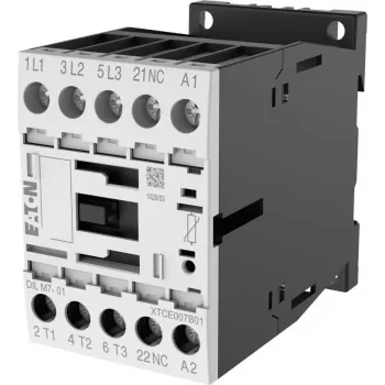Eaton DILM7-01 kontaktor, 3-polni, 7 A, 230 V AC 50 Hz / 240 V AC 60 Hz zavojnica, 1 NC pomoćni kontakt 276585