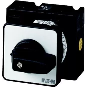 Eaton T3-4-8902/E grebenasti prekidač, 4-polni, 32A, 690V, prednja montaža, IP65, crna ručka, srebrna metalna prednja ploča 215222