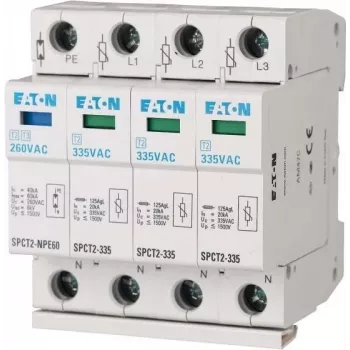EATON SPCT2-335-3+NPE tip 2 prenaponska zaštita, 3-fazna + neutral + PE, 335 V AC, 40 kA Imax, DIN tračnica 167622