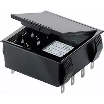 Bopla držač baterija za 4 AA (Mignon) ćelije s 9V blokom i lemljivim priključkom, 65 x 65 x 21,5 mm, crni 46600000