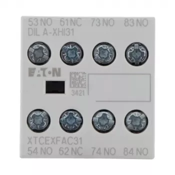 Eaton DILA-XHI31 blok pomoćnih kontakata, 3 NO + 1 NC, vijčani priključci, prednja montaža, crno-bijeli 276427