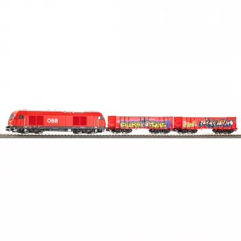 PIKO 57033 H0 dječji početni set ÖBB teretni vlak Rh 2016 s dva otvorena vagona Eaos