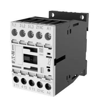 Eaton DILM15-01 24VDC 3-polni kontaktor, 1 NC pomoćni kontakt, 15 A AC-3, DIN tračnica/vijčani priključak 290108
