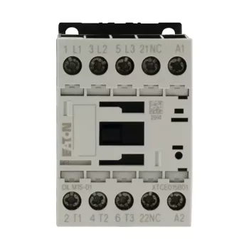 Eaton DILM15-01 24VDC 3-polni kontaktor, 1 NC pomoćni kontakt, 15 A AC-3, DIN tračnica/vijčani priključak 290108