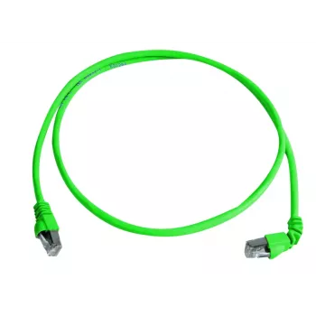Telegärtner MP8 FS 500 Cat.6a SFTP Patch Cable, RJ45 to RJ45, 2m, Green, 90° Connectors, Halogen-Free L00001A0156
