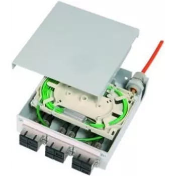 Telegärtner STX DIN-šinski optički razdjelnik, 6x ST duplex multimode, 12x G50/125 OM2 pigtail, kaseta za splajsanje (H82050F0001)