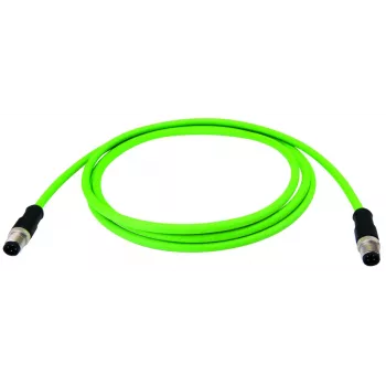TELEGÄRTNER D-kodirani Cat.5 M12 utikač na M12 utikač industrijski Ethernet patch kabel, PUR, zeleni, 10m L80215A0000