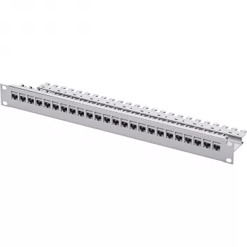 Telegärtner 24-portni Cat.6 UTP patch panel, 1U 19 inch za montažu u ormar, svijetlosivi RAL 7035