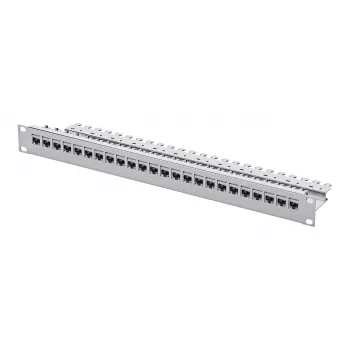 Telegärtner 24-portni Cat.6 UTP patch panel, 1U 19 inch za montažu u ormar, svijetlosivi RAL 7035