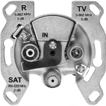 TechniSat TECHNIPRO SV600 V2 3-otvorna antenska zidna utičnica s DC diodnom izolacijom (TV, radio, SAT) 0004/3075