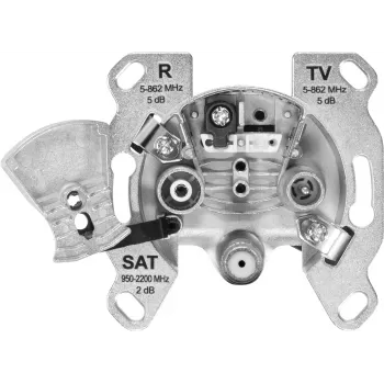 TechniSat TECHNIPRO SV600 V2 3-otvorna antenska zidna utičnica s DC diodnom izolacijom (TV, radio, SAT) 0004/3075