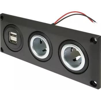 ProCar 67326500 ugradbena utičnica 12V/24V s USB priključkom za punjenje, DIN/ISO 4165, 16A/8A, 5V/2.1A, crna