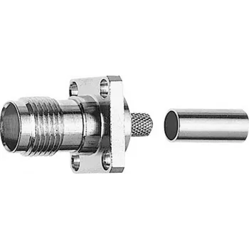 Telegärtner TNC utičnica za prirubnicu 50 Ohm crimp/crimp za RG-58 C/U, nikal/zlatna, 1 kom. J01011A0045