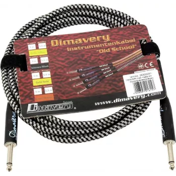 DIMAVERY instrumentni kabel 3m crno-srebrni niklani TS utikači 26300051