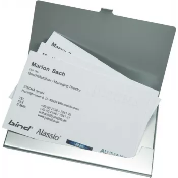 JÜSCHA Alassio etui za posjetnice, aluminij, mat srebrni, za cca 10 kartica, 93 x 60 x 5 mm 0334