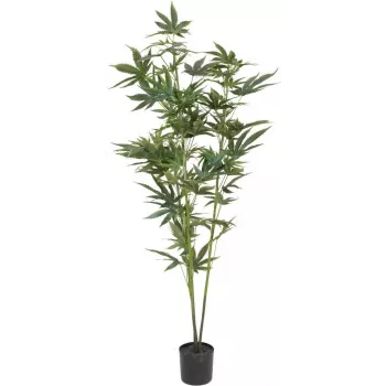 EUROPALMS Artificial Hemp Plant, 120cm, Green, Black Pot 82506693