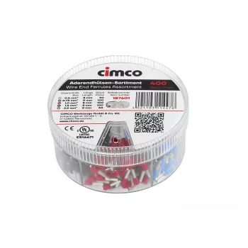 Cimco 187601 asortiman kabelskih stopica, djelomično izoliranih, 1250 kom, DIN 46228-4
