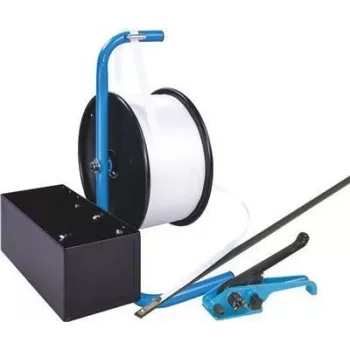 Banholzer & Wenz poliesterski set za vezanje, mobilni dozator, 19 mm x 600 m, s 1000 žičanih kopči 17066