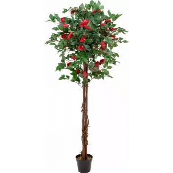 EUROPALMS kamelija crvena s teglom, umjetna biljka, 180cm 82507226