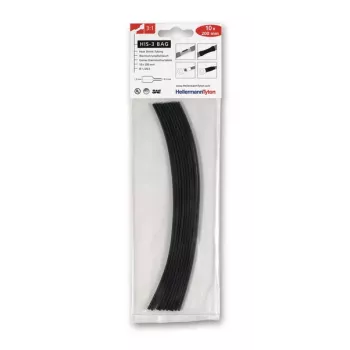 HellermannTyton HIS-3-BAG-1.5/0.5 termoskupljajuća cijev 3:1, crni, 1,5mm do 0,5mm, 20cm, 10 komada 308-30151
