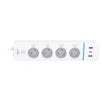ALLNET ESP32 Wi-Fi pametna produžna utičnica ALL3079-4, 4 AC utičnice, 2x USB-A i 1x USB-C, mjerenje energije