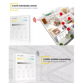 SYNERGY21 T1 MiLight Smart Panel Single Color 4-Zone Touch Remote