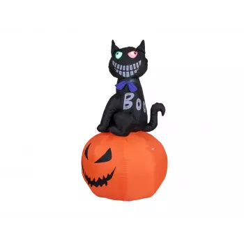 EUROPALMS Halloween figura na napuhavanje mačka s bundevom, 183cm 83316152