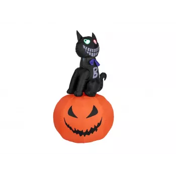 EUROPALMS Halloween figura na napuhavanje mačka s bundevom, 183cm 83316152