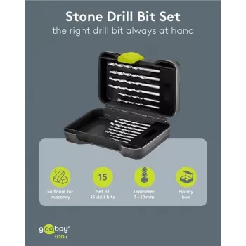 GOOBAY TOOLS set svrdla za zid 15 komada 4-12 mm s vrhom od volframovog karbida u etuiju 77849