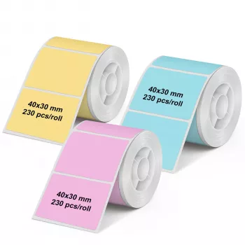 Olympia 6323 univerzalne direktne termalne naljepnice, 40 x 30 mm, papir, višebojne (ružičasta, plava, žuta), 3 role