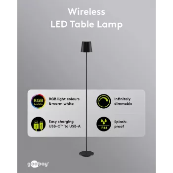 Goobay Wireless LED Floor Lamp, Size XL, 122 cm, RGBW, Black 76573
