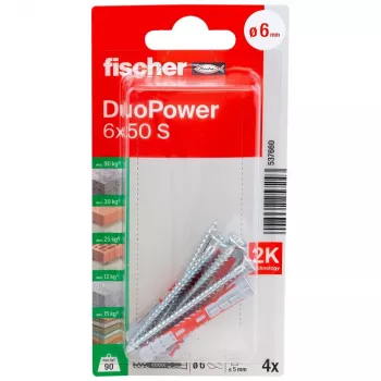 Fischer DuoPower 6 x 50 S K NV univerzalni tipl s vijkom, 1 set (537660)