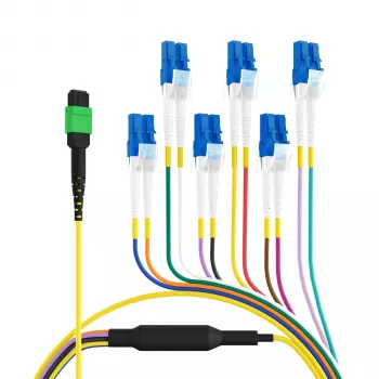 EFB Elektronik MPO-PLUS/APC(F) na LC trunk kabel, OS2 single-mode, 12 vlakana, polaritet tip B, LSZH žuti, 1 m MPOF12LCOS2-1