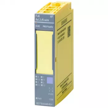 Siemens SIMATIC ET 200SP sigurnosni analogni ulazni modul F-AI 4xI (0)4..20mA HF, 4 kanala, 16-bit, SIL 3, PL e, širina 20 mm, 6ES7136-6AA00-0CA1