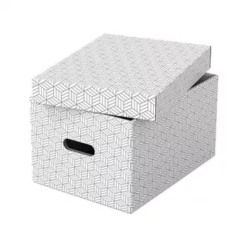 LEITZ 628282 kutija za pohranu Home Medium, set od 3 dijela, bijela, 100% reciklirani valoviti karton, uklonjivi poklopac, slagaljiva