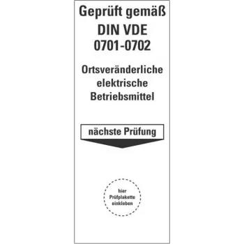 HEIN 178140 naljepnica za pregled za DIN VDE 0701-0702, samoljepljiva, žuta, 50 x 25 mm, 100 etiketa