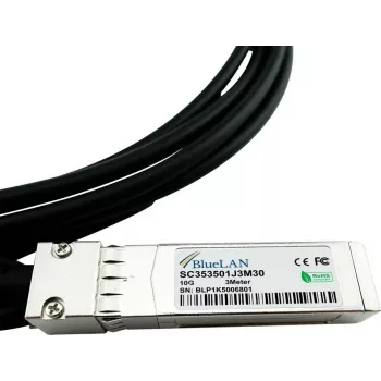BlueLAN 10GBASE-CR pasivni SFP+ na SFP+ Direct Attach kabel, 3m, AWG30, kompatibilan s NVIDIA 980-9I68I-00J02A 980-9I68I-00J02A-BL
