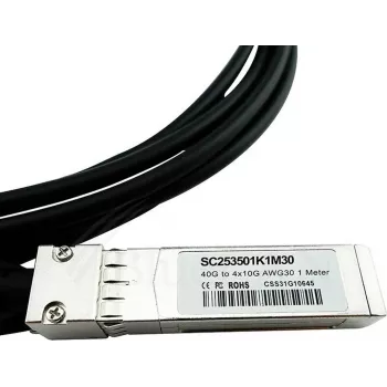 BlueLAN LSWM1QSTK3-BL 40GBASE-CR4 QSFP na 4x10GBASE-CR SFP+ pasivni Direct Attach Breakout kabel, 1m, AWG30