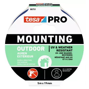 tesa Montage PRO Outdoor 66751-00001-00 prozirna montažna traka, 5 m x 19 mm, 1 rola