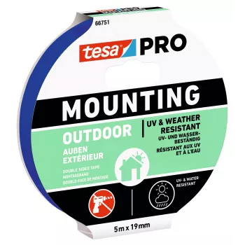 tesa Montage PRO Outdoor 66751-00001-00 prozirna montažna traka, 5 m x 19 mm, 1 rola