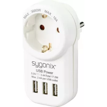 Sygonix SY-4755856 Intermediate Plug with 2 USB Ports White