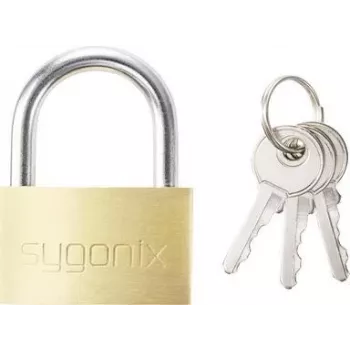 Sygonix SY-5045284 lokot 39,8 mm, različite brave, zlatno-žuti, masivna mjed s kaljenim čeličnim lukom