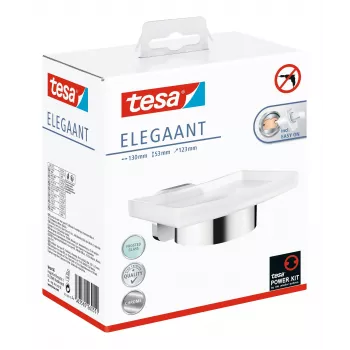 tesa ELEGAANT 40628-00000-00 posuda za sapun, krom (sjajni), bijela (satenska)