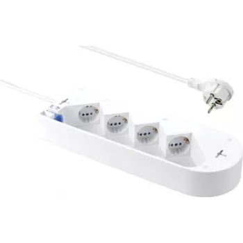 Sygonix SY-5228510 produžni kabel s 4 utičnice i prekidačem, bijeli, kabel 1,5 m